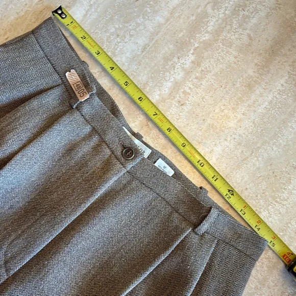 ANN TAYLOR trousers, gold/tan, herringbone tweed, pleats, pockets, cuffs. 12 EUC - Picture 15 of 17